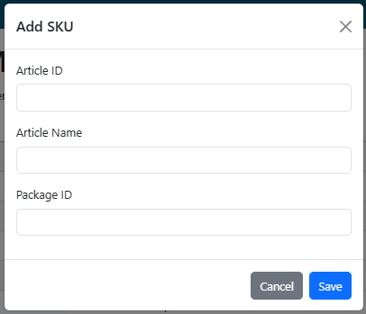 Add SKU Dialog
